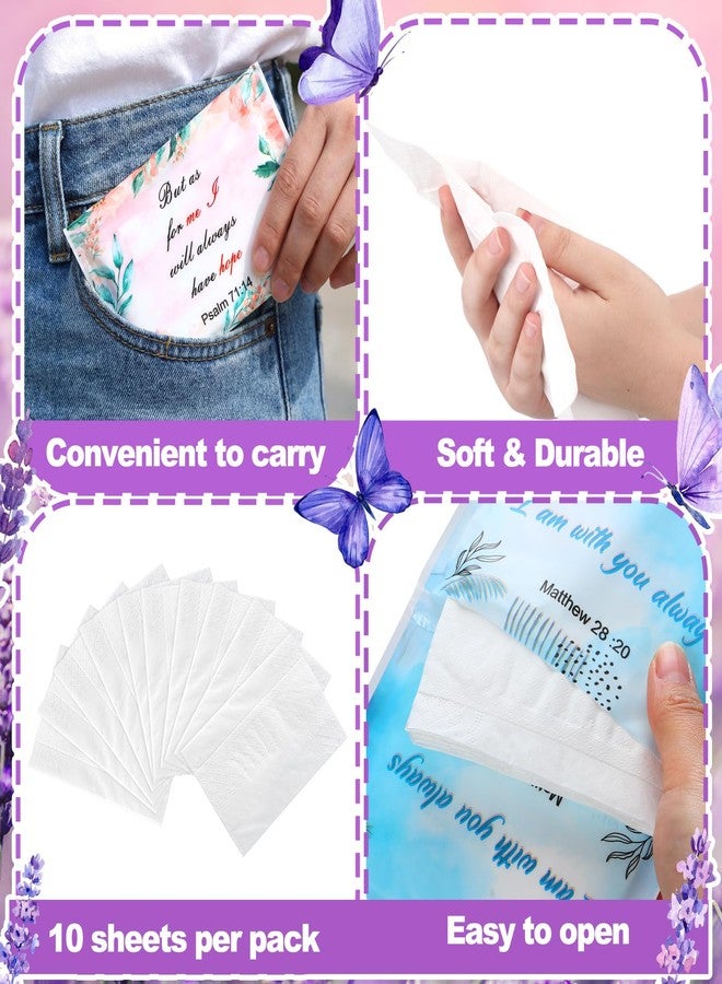 تاوباري عبوة مناديل جيب مسيحية من تاو باري، ٨٠ منديلًا، لضيوف حفلات الزفاف، مزينة بآيات من الكتاب المقدس، مناسبة للسفر، مناديل وجه ناعمة ثلاثية الطبقات مزينة بآيات ملهمة من الكتاب المقدس، مثالية لحفلات الزفاف والسفر. - Image 4